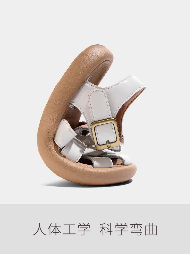 Dép nữ bé gái da thật mùa hè 2025 kiểu mới giày trẻ em bé gái mũi kín giày mềm đế mềm đi biển thời trang