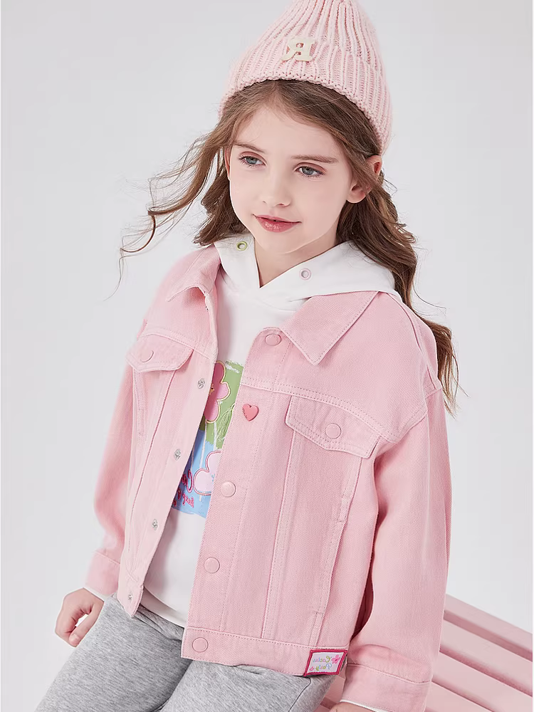 Áo khoác denim nữ xuân thu 2025 kiểu Hàn Quốc mới thời trang trẻ em nhiều màu sắc áo khoác denim hồng mặc xuân