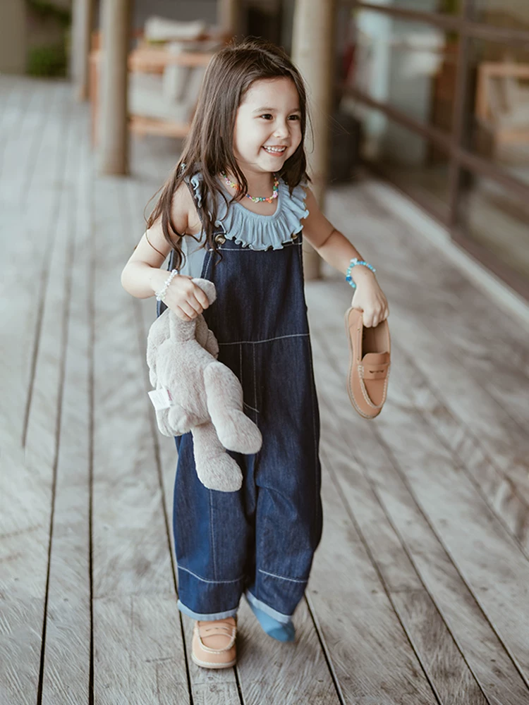 Quần yếm denim retro nữ xuân thu 2025 kiểu Hàn Quốc mới, quần dài xu hướng thời trang cho trẻ lớn, dáng thẳng