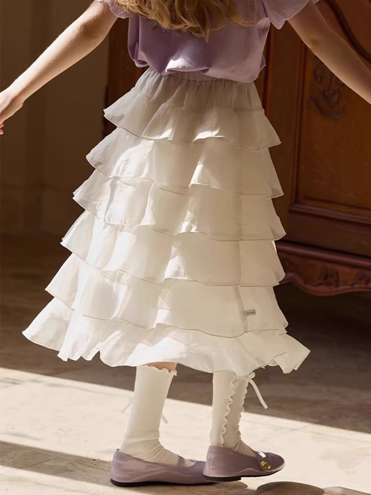Váy midi bé gái hè 2025 kiểu mới, váy tầng xếp tầng dễ thương, váy tiên nữ nhỏ nhắn