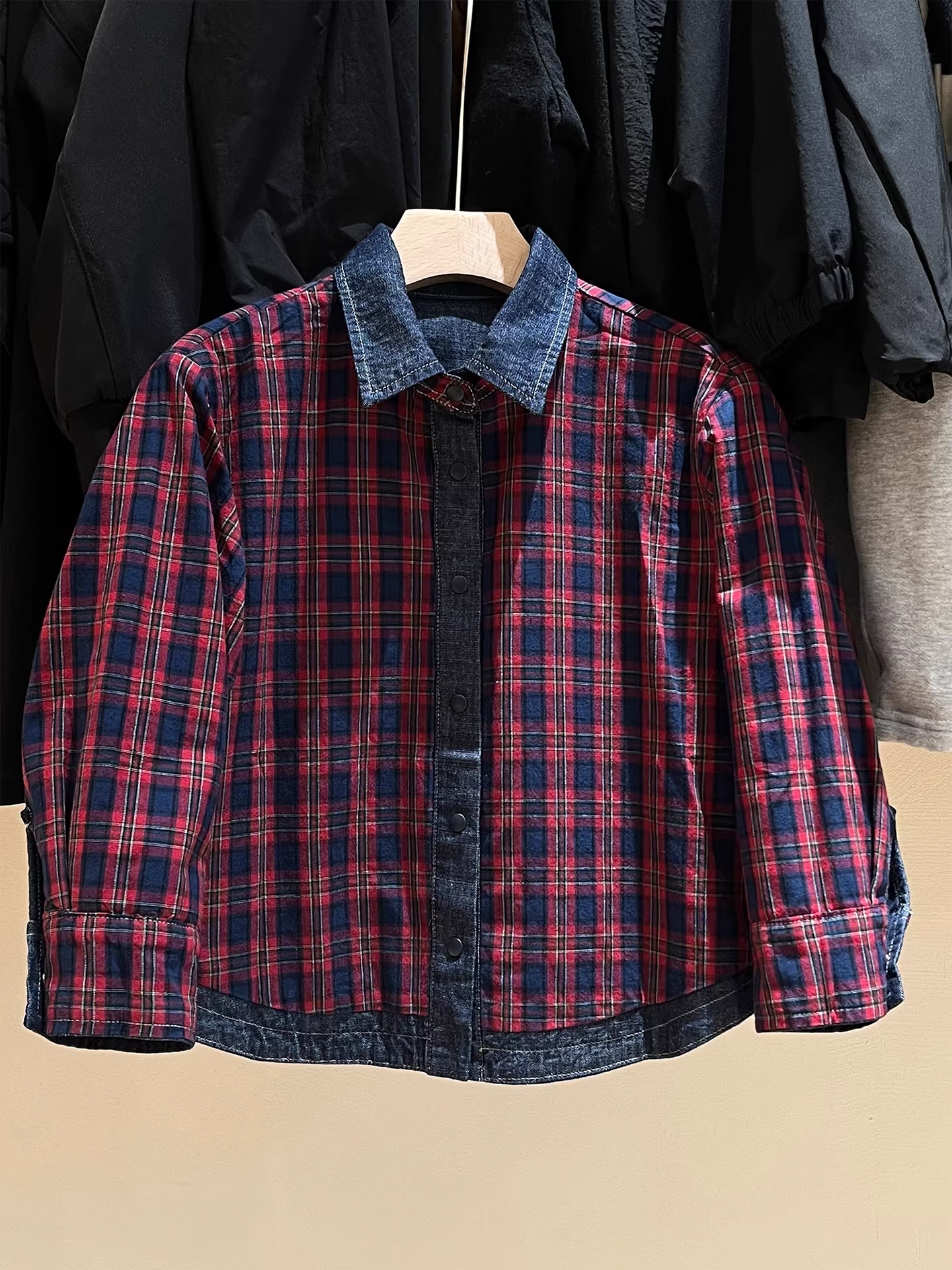 Áo sơ mi denim cotton hai mặt cho bé, kiểu mới xuân thu 2025, dành cho bé trai và bé gái, cổ trụ, phong cách thời trang, áo sơ mi thường ngày hợp xu hướng