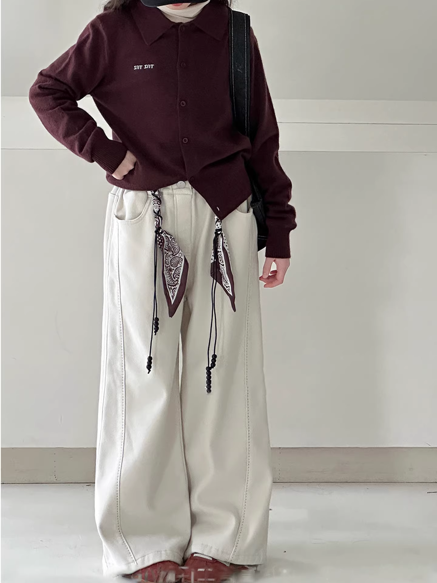 Quần ống đứng có lông cừu tích hợp cho bé gái, quần jean thường ngày, phong cách mùa đông mới, quần ống rộng thường ngày cho trẻ lớn, quần nhỏ nhắn.