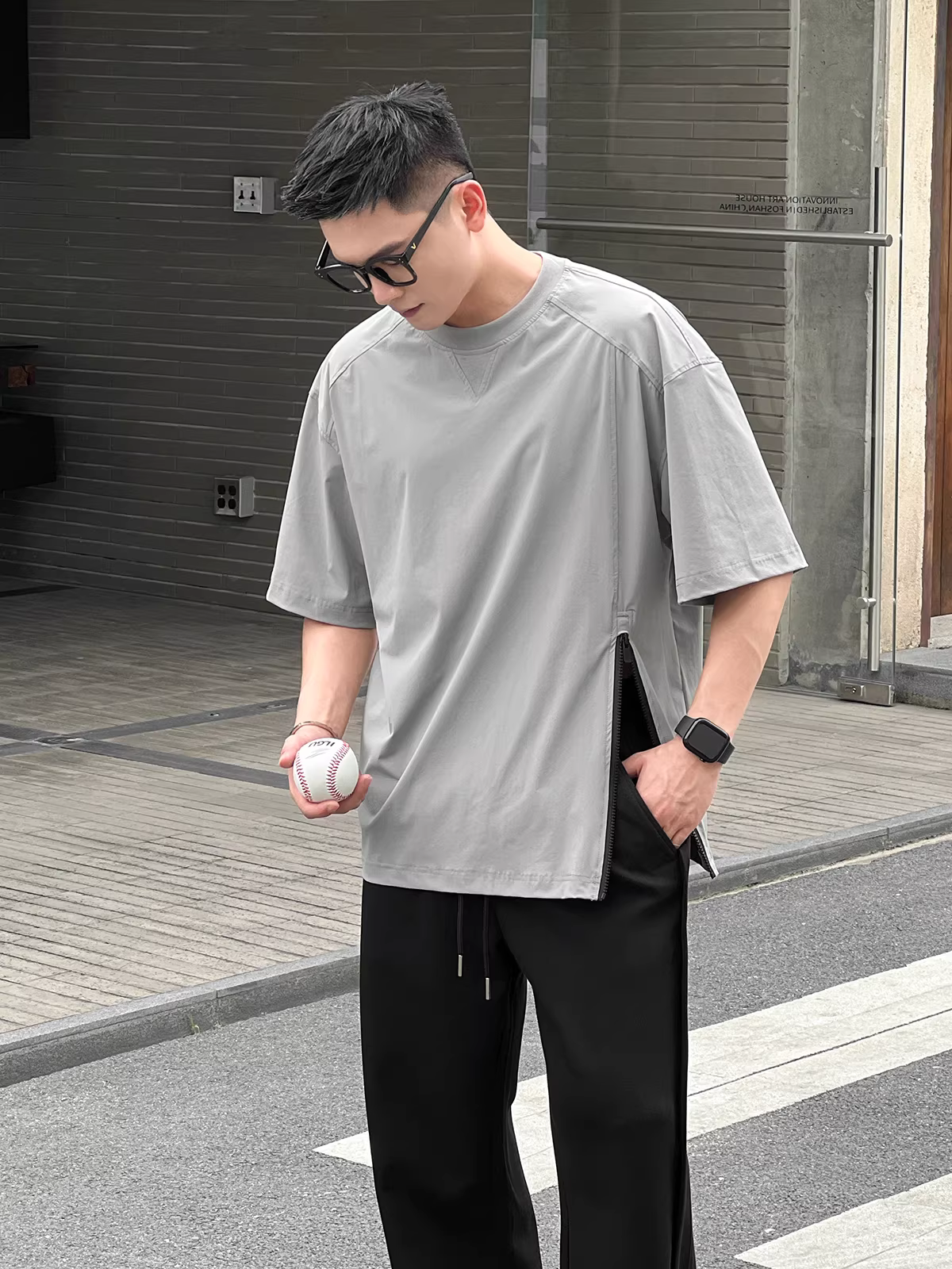 Trang phục số 22 [Áo thun tạo cảm giác như đi chơi ngoài trời] Áo thun chống nắng UPF50+ chống nước giả hai mảnh phối màu tay ngắn dành cho nam