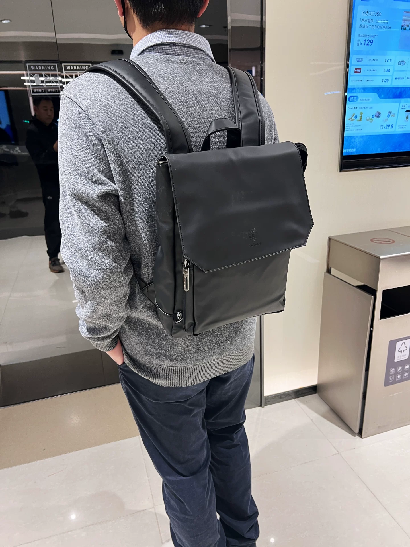 Ba lô da mềm ba ngăn dành cho nam, ba lô thời trang, túi đi học du lịch, túi đi học cổ điển dành cho học sinh trung học cơ sở, nam và nữ