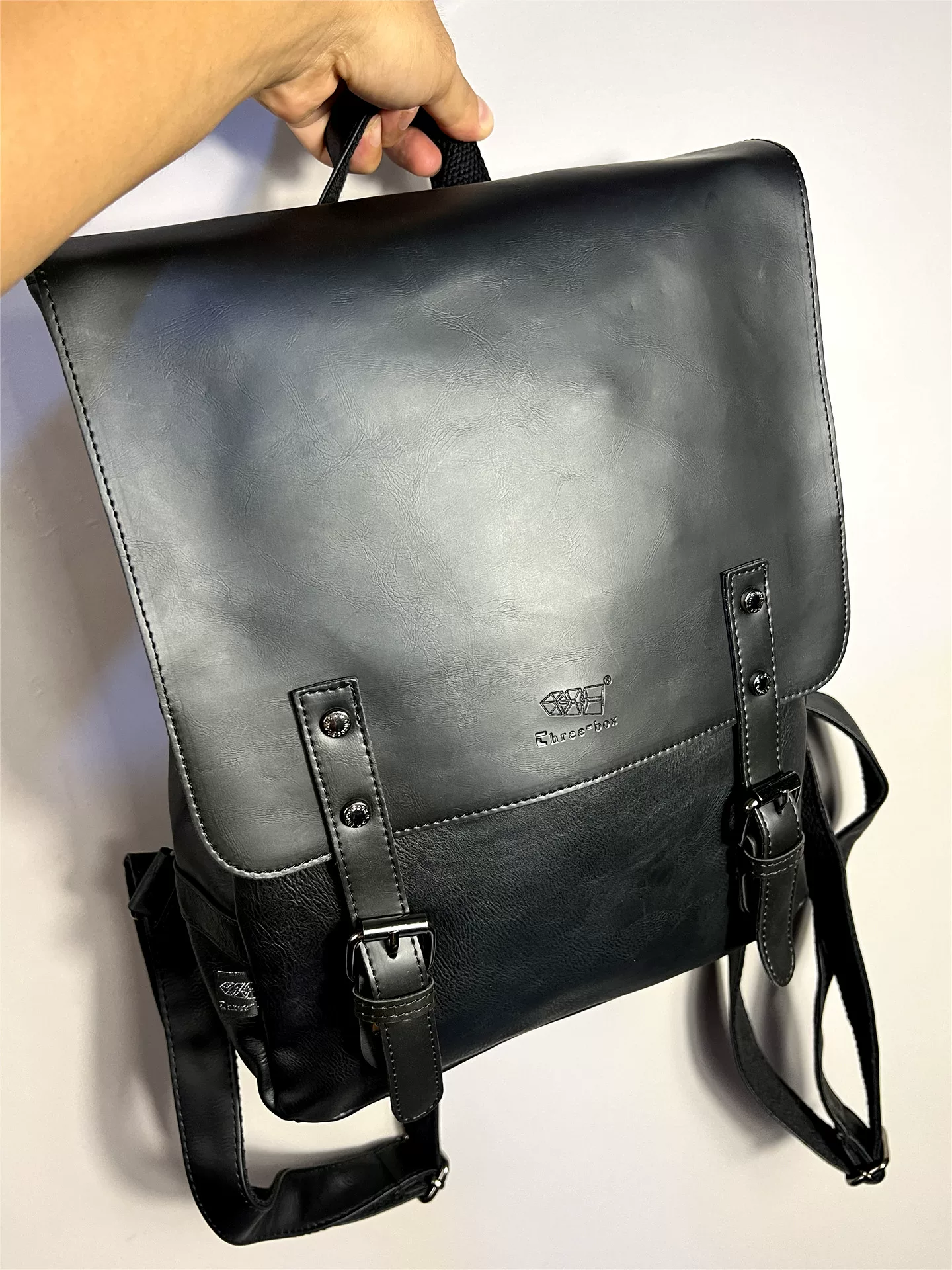 Ba hộp ba lô thời trang dã ngoại, túi xách nam phong cách Hàn Quốc, ba lô du lịch, cặp đi học học sinh cấp 3 chất liệu PU dung tích lớn