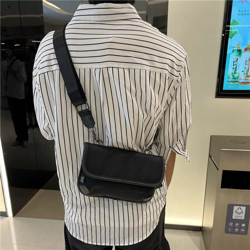 Túi xách nam nylon thời trang ba ngăn, kiểu dáng giản dị, đeo chéo, nhỏ gọn, phong cách Nhật Bản và Hàn Quốc, balo vải unisex di động dành cho giới trẻ