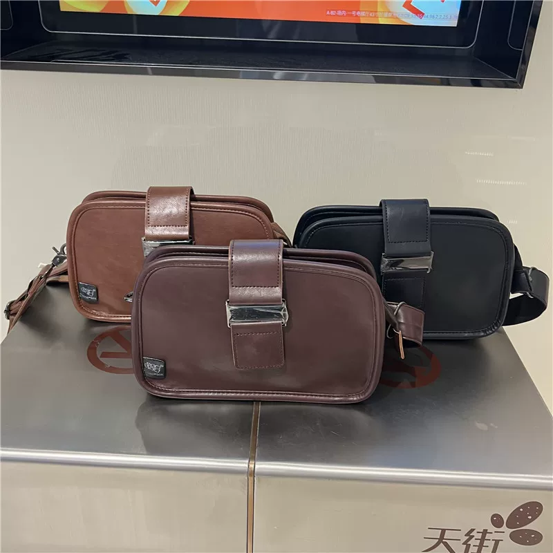 Túi đeo vai nam phong cách Nhật Bản thời thượng Threebox, kiểu dáng hộp, unisex, nhỏ gọn, phong cách đường phố, dùng được cho cả nam và nữ