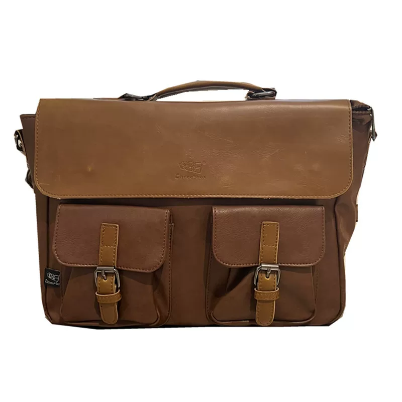 Túi xách nam retro thời thượng threebox, túi đeo vai công sở thời trang, túi đeo chéo đựng tài liệu và máy tính kiểu Nhật