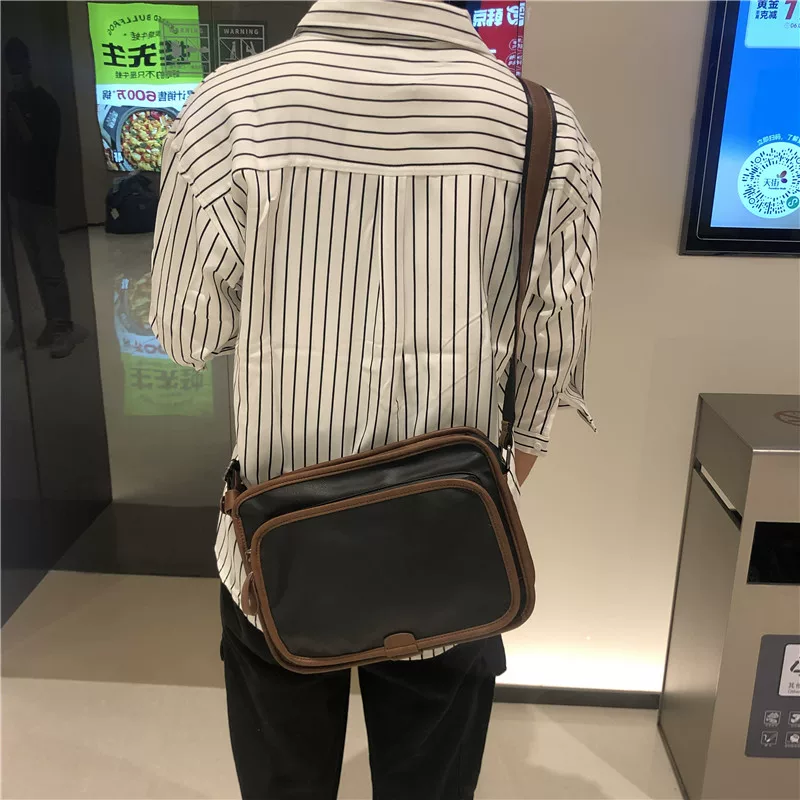 Túi đeo chéo nam Hàn Quốc 2024, kiểu dáng casual, phối màu, phong cách Nhật Bản và Hàn Quốc, thời trang, thương hiệu trendy, túi biker