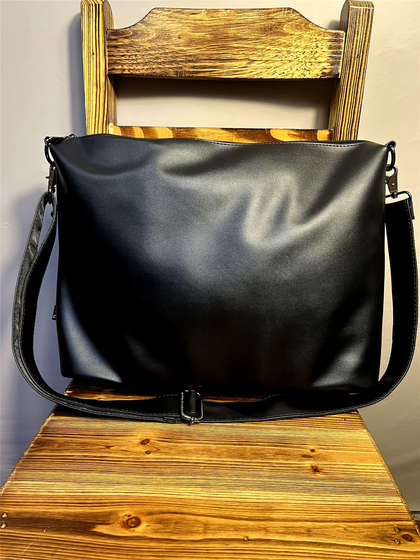 Túi đeo chéo nam ba ngăn cỡ lớn, túi tập gym, túi đeo vai da mềm unisex, túi da giả nam, túi du lịch