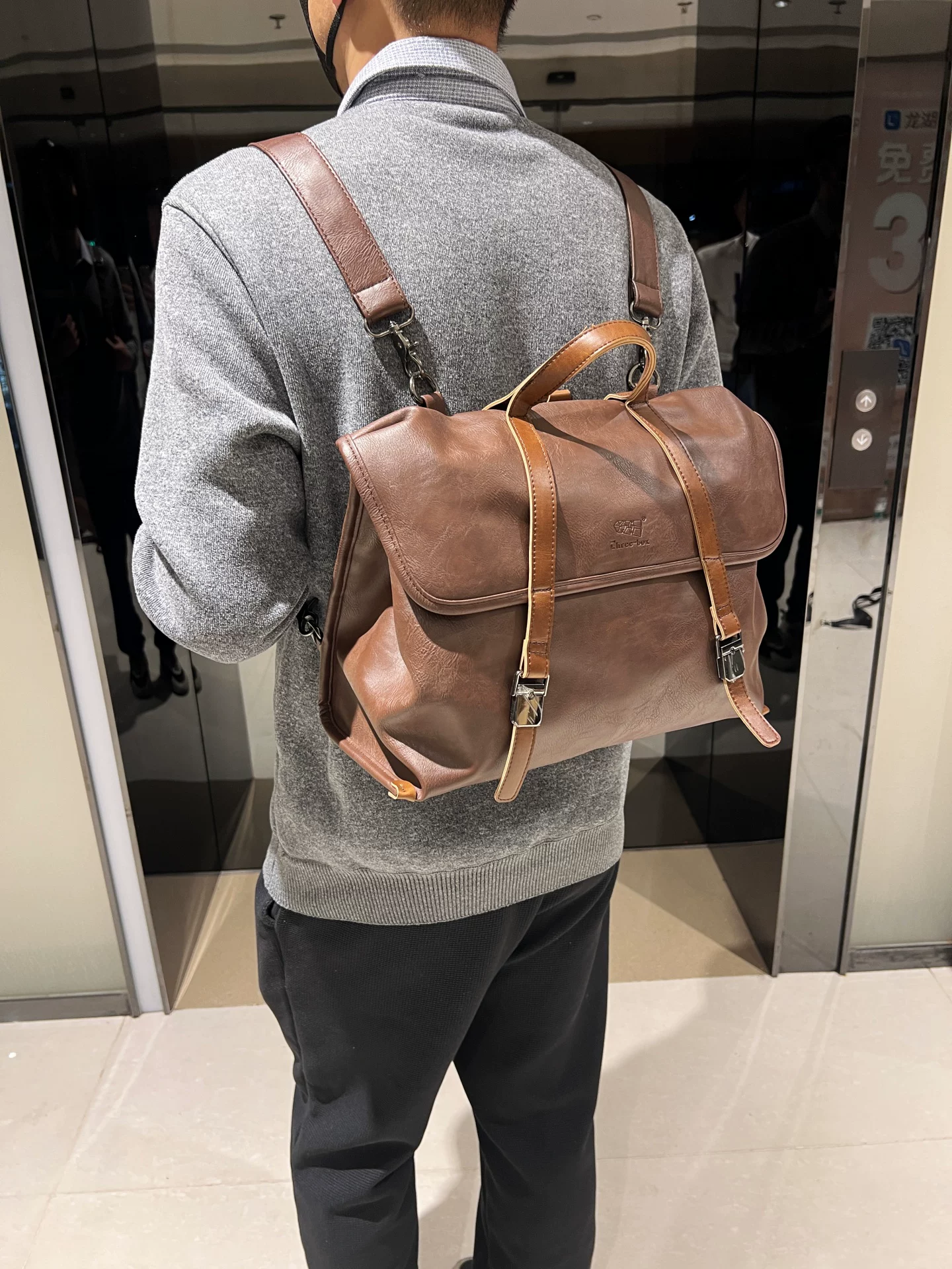 Túi xách nam giả da đa chức năng phong cách Âu Mỹ, ba lô sức chứa lớn, túi đeo vai nam đi làm công sở, túi đeo chéo cho nữ