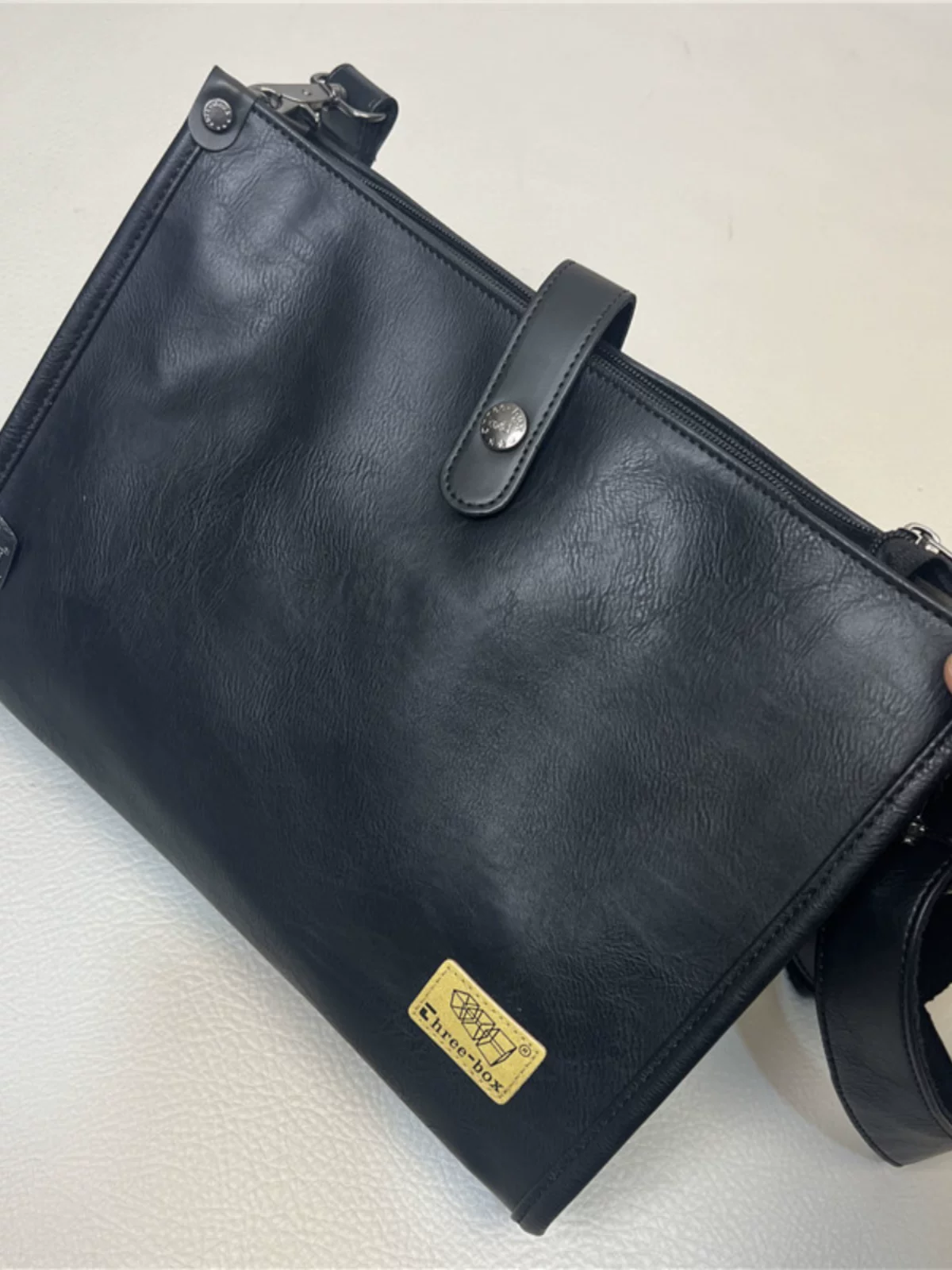 Túi đeo vai nam hợp thời trang Threebox, túi đeo chéo da mềm PU phong cách Hàn Quốc thời trang, ba lô đeo chéo dành cho sinh viên