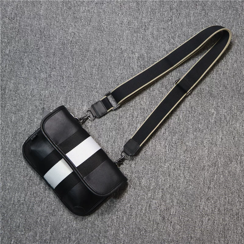 Túi đeo vai nam ba ngăn mới sọc ngang kiểu dáng giản dị unisex retro Nhật Bản và Hàn Quốc, balo nhỏ đeo chéo, túi đựng điện thoại