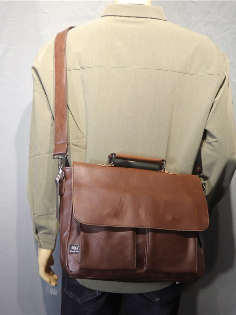 Túi xách nam công sở Threebox thời trang phong cách retro Nhật Bản, túi đeo vai nam cá tính, cặp đeo chéo thương hiệu thời thượng