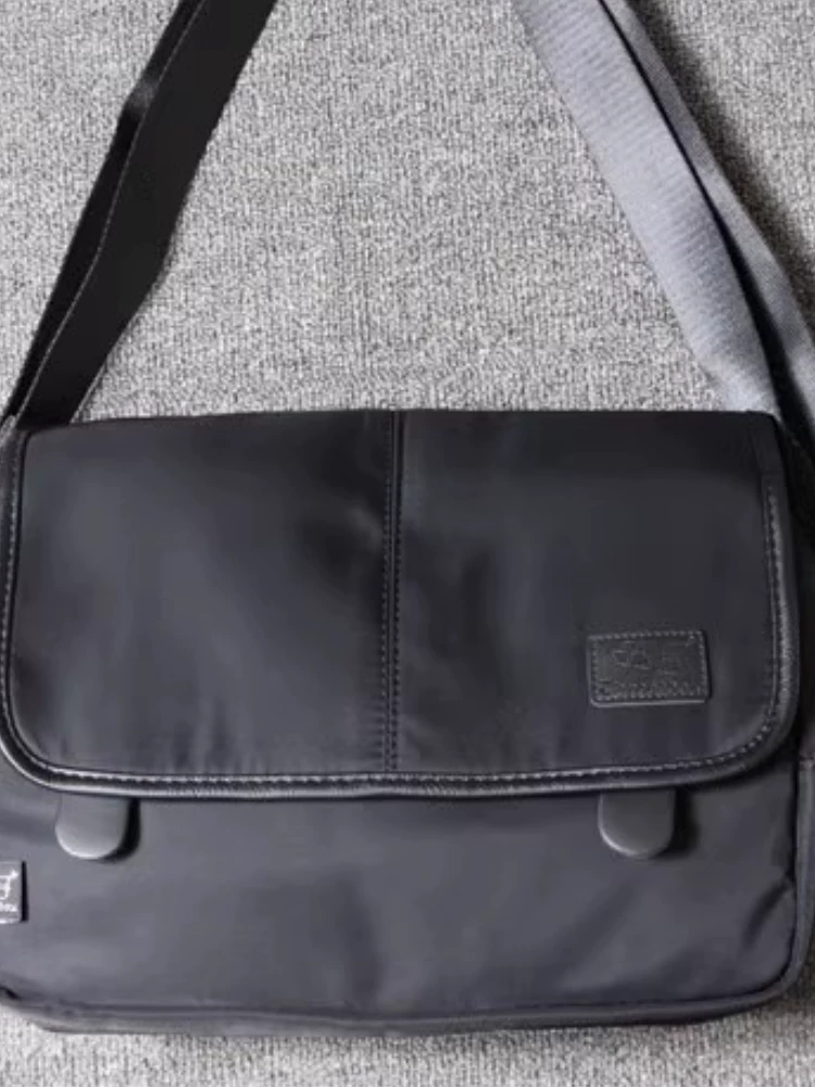 Túi đeo vai nam ba ngăn kiểu Nhật Bản cổ điển bằng vải canvas, chất liệu nylon, kiểu đeo chéo, balo, túi đeo vai học sinh