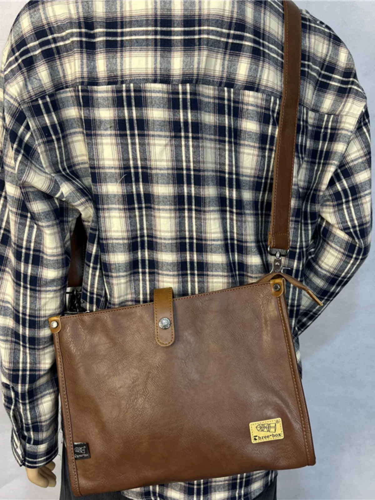 Túi đeo vai nam hợp thời trang Threebox, túi đeo chéo da mềm PU phong cách Hàn Quốc thời trang, ba lô đeo chéo dành cho sinh viên