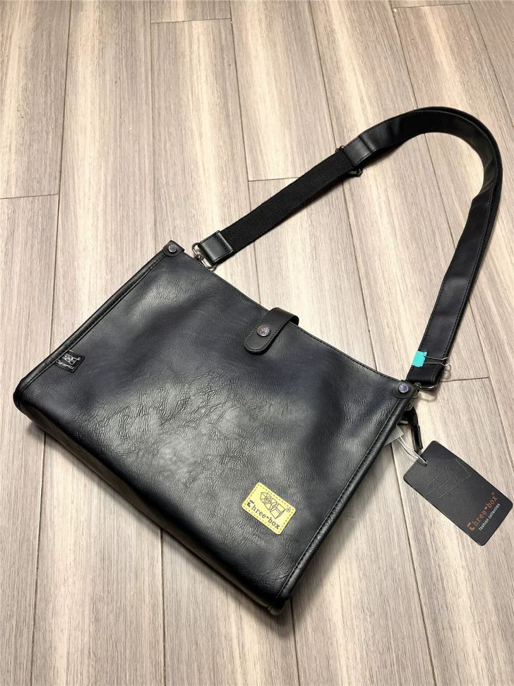 Túi đeo vai ba ngăn thời trang mới dành cho nam sinh, túi đeo chéo, túi công sở, túi xách da mềm, balo đựng iPad