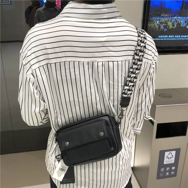 Túi đeo chéo nam phong cách Nhật Bản ba ngăn, kiểu dáng thời trang, túi đeo vai nam bằng da mềm, balo phong cách Anh quốc