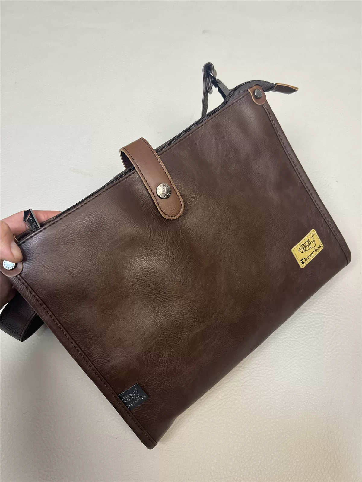 Túi đeo vai nam hợp thời trang Threebox, túi đeo chéo da mềm PU phong cách Hàn Quốc thời trang, ba lô đeo chéo dành cho sinh viên