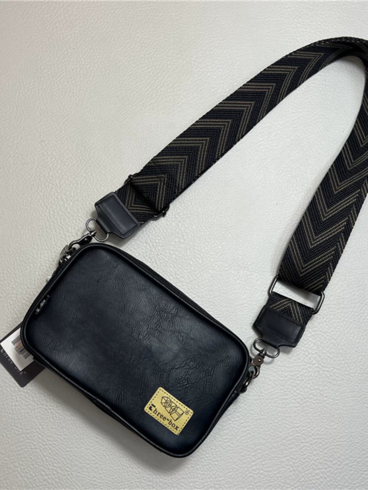 Túi nam thời thượng 2025, túi đeo vai dây bản rộng theo xu hướng quốc gia, túi đeo chéo sọc phong cách Nhật Bản unisex đựng điện thoại