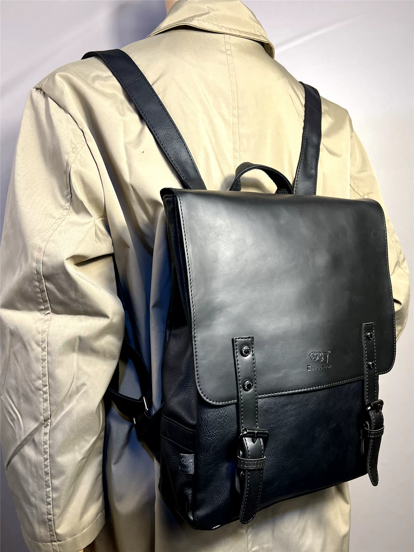 Ba hộp ba lô thời trang dã ngoại, túi xách nam phong cách Hàn Quốc, ba lô du lịch, cặp đi học học sinh cấp 3 chất liệu PU dung tích lớn