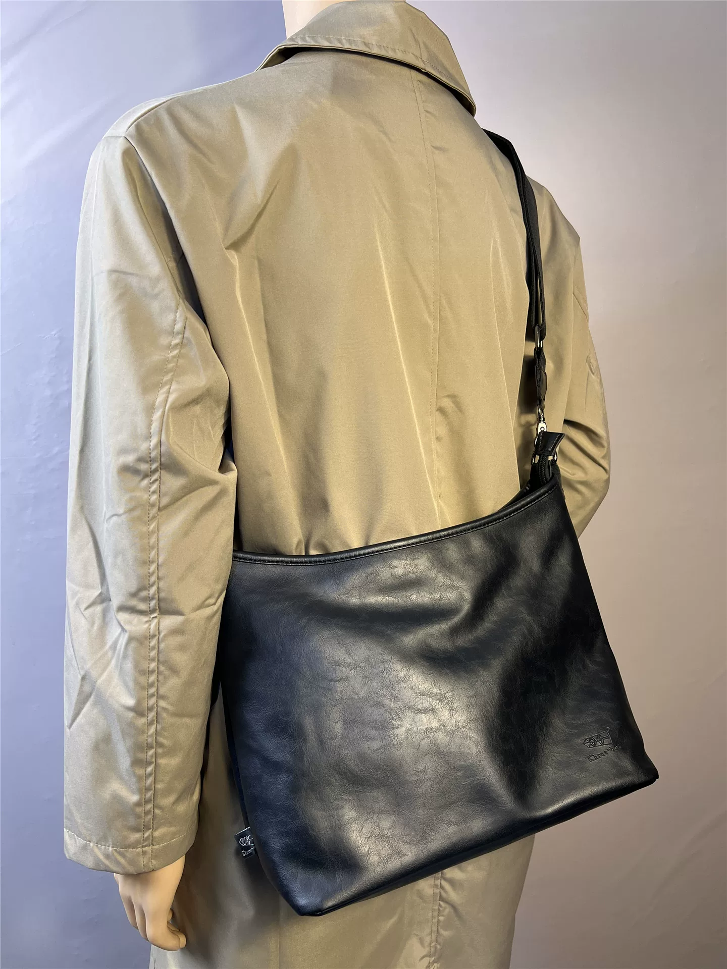 Túi đeo chéo da mềm kiểu retro ba ngăn, dung tích lớn, đơn giản, phong cách thường ngày dành cho nam và nữ, túi đeo vai, túi xe máy