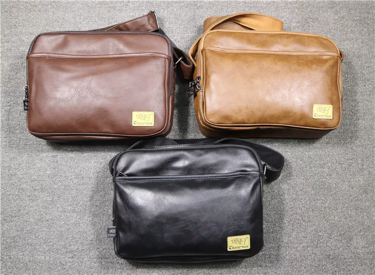 Túi xách nam Threebox, túi đeo vai cổ điển thời trang Nhật Bản và Hàn Quốc, túi đeo chéo nam phong cách Hồng Kông thời thượng