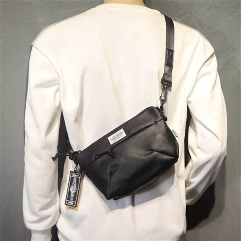 Túi đeo vai hip-hop nam thời thượng, chất liệu canvas, kiểu đeo chéo nhỏ gọn, đựng điện thoại, thích hợp cho hoạt động ngoài trời, thể thao, dành cho giới trẻ, có khóa kéo.