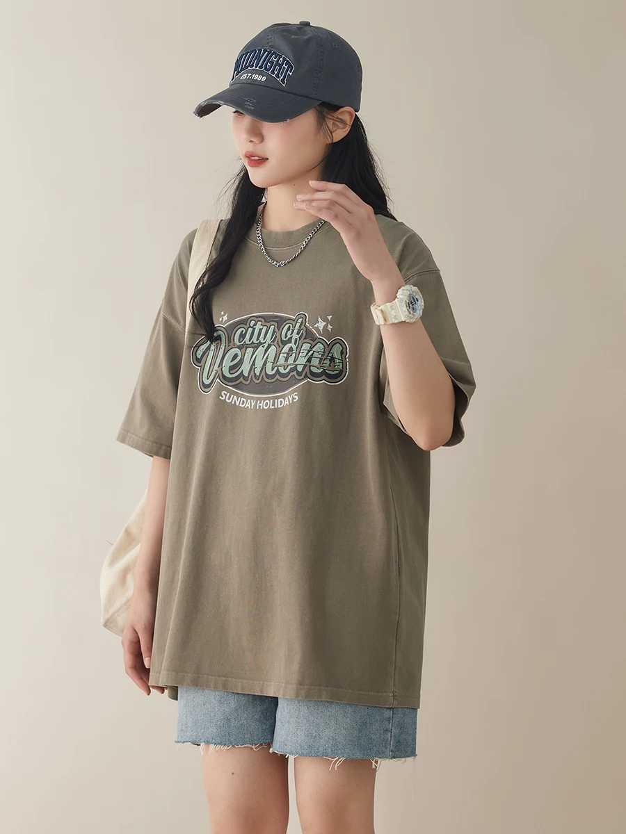 22/4 sản phẩm mới Áo thun ngắn tay cotton nguyên chất phong cách Mỹ