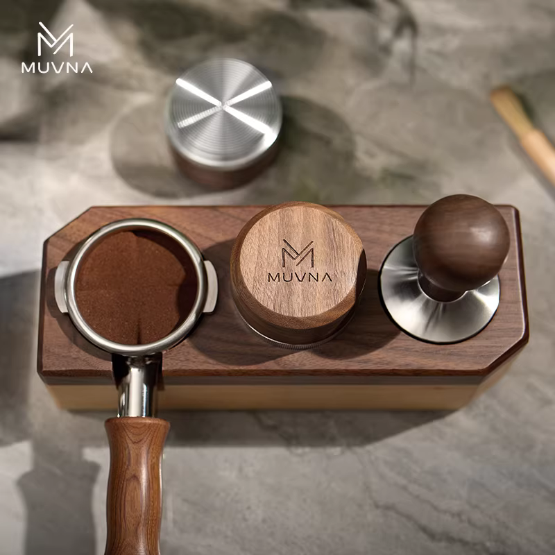 Máy pha cà phê MUVNA, dụng cụ phân phối bột cà phê, chiều cao điều chỉnh được, thép không gỉ 304, dụng cụ nén bột cà phê có ren