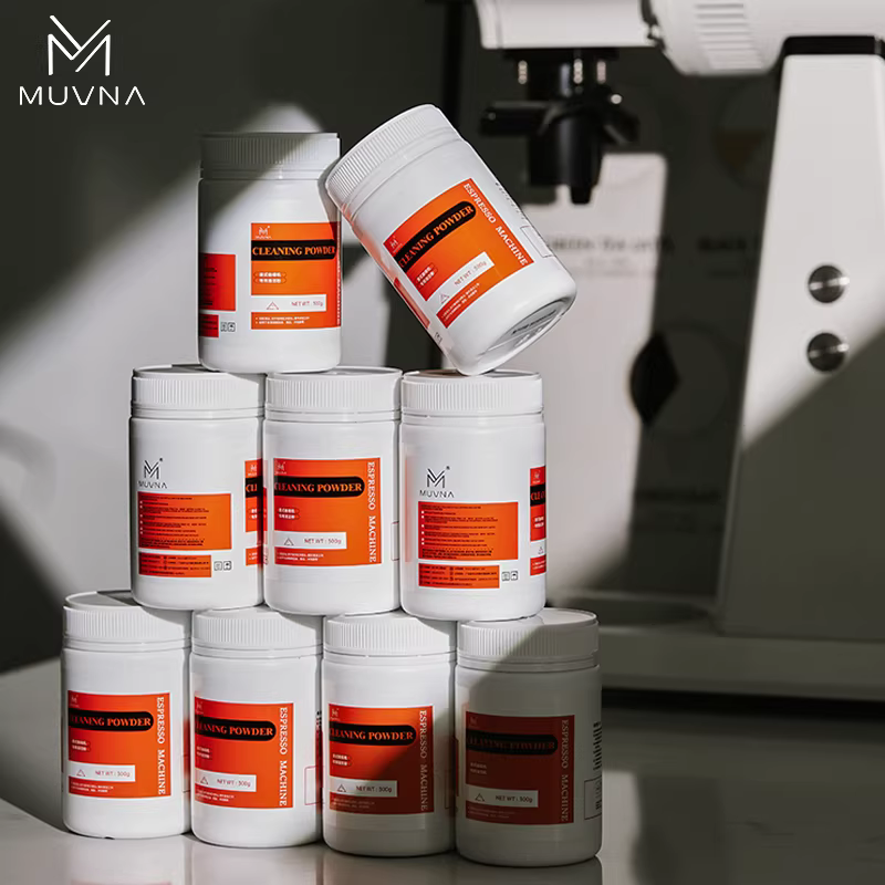 Bột vệ sinh máy pha cà phê MUVNA, chất tẩy cặn đầu pha, chất tẩy rửa, bột vệ sinh cốc pha, bàn chải vệ sinh