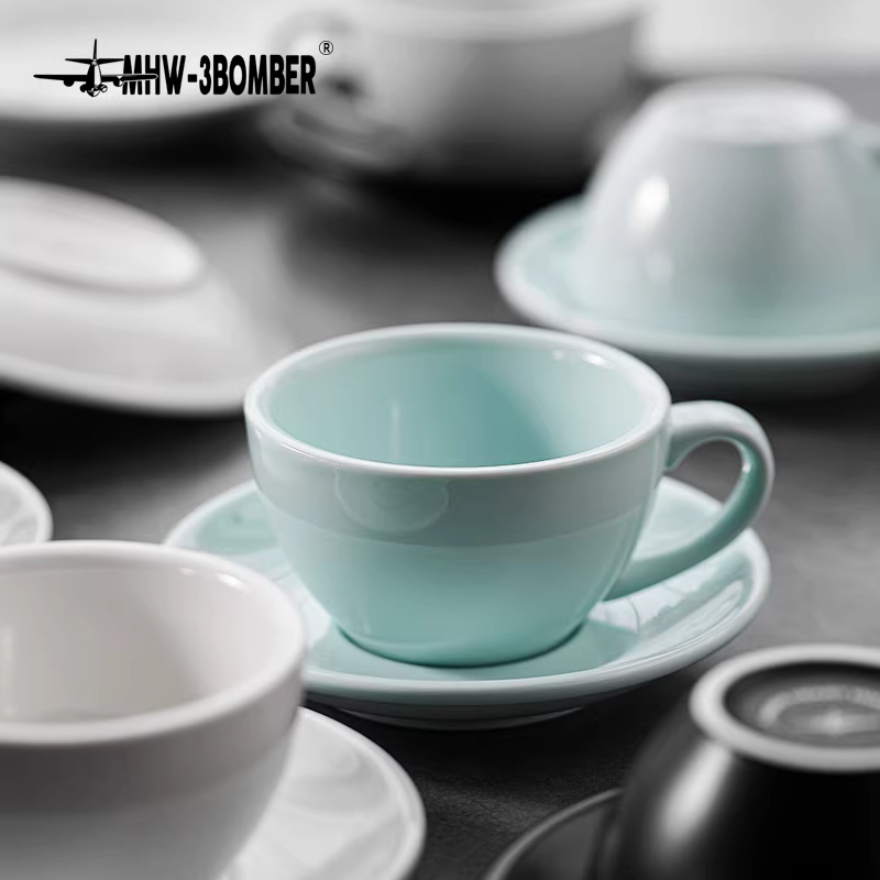 Ly cà phê Latte kiểu Bomber, dùng trong nhà và thương mại, ly Latte Art Ý, ly cà phê Cappuccino, ly sứ kèm đĩa 280ml