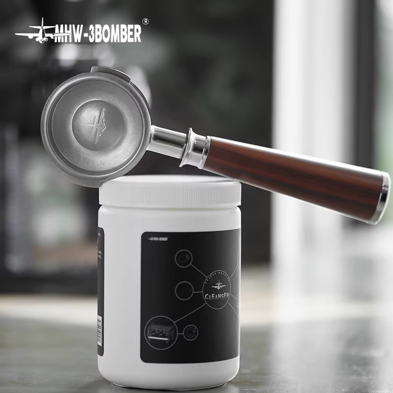 Bàn chải vệ sinh máy pha cà phê bán tự động, chén đựng bột, thép không gỉ 58mm, tay cầm đa năng