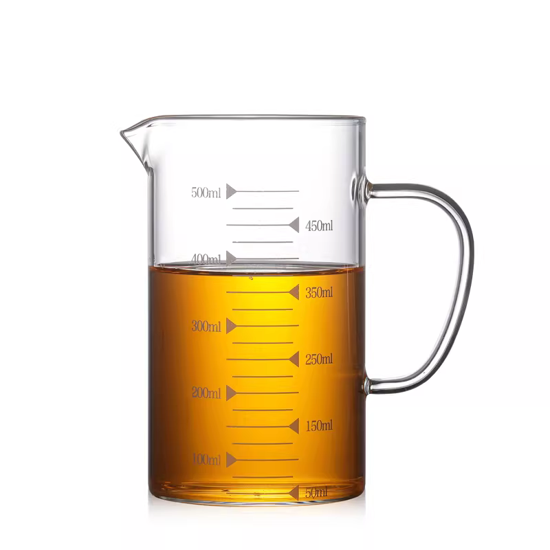 Cốc đo chịu nhiệt độ cao có vạch chia dùng trong gia đình, bình pha cà phê thủ công, cốc đo thủy tinh có tay cầm, cốc đựng sữa nước.