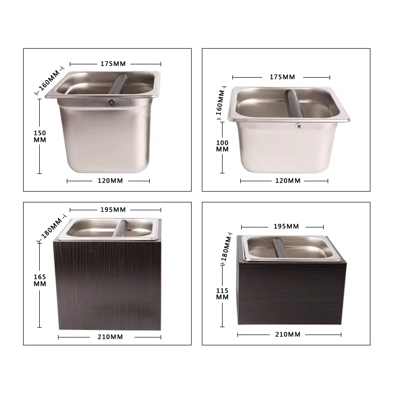 Hộp đựng bã cà phê bằng thép không gỉ cho máy pha cà phê thương mại, dụng cụ quán cà phê, quầy bar