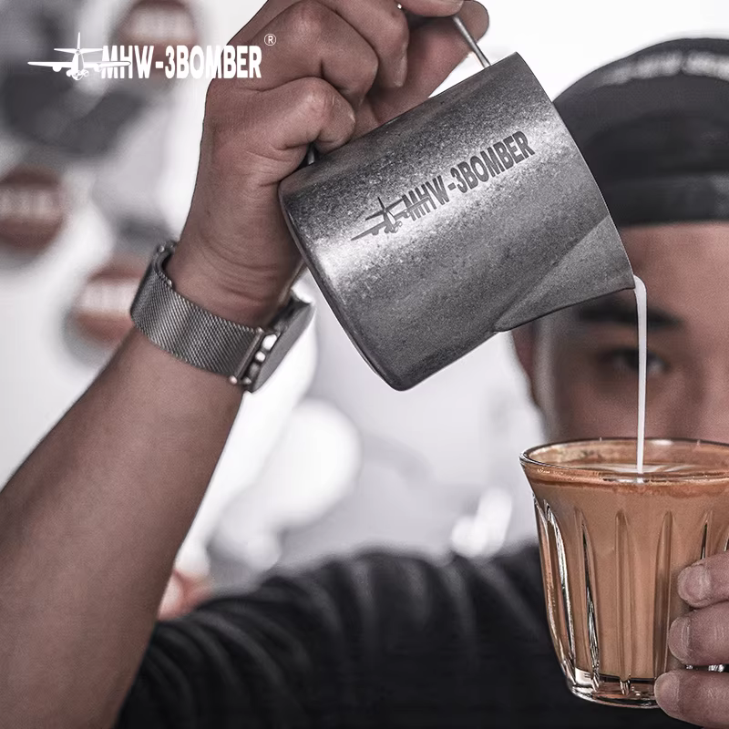 MHW-3BOMBER Bình tạo bọt sữa Latte Art bằng thép không gỉ, vòi nhọn, cốc tạo bọt sữa, vòi cá sấu 5.0