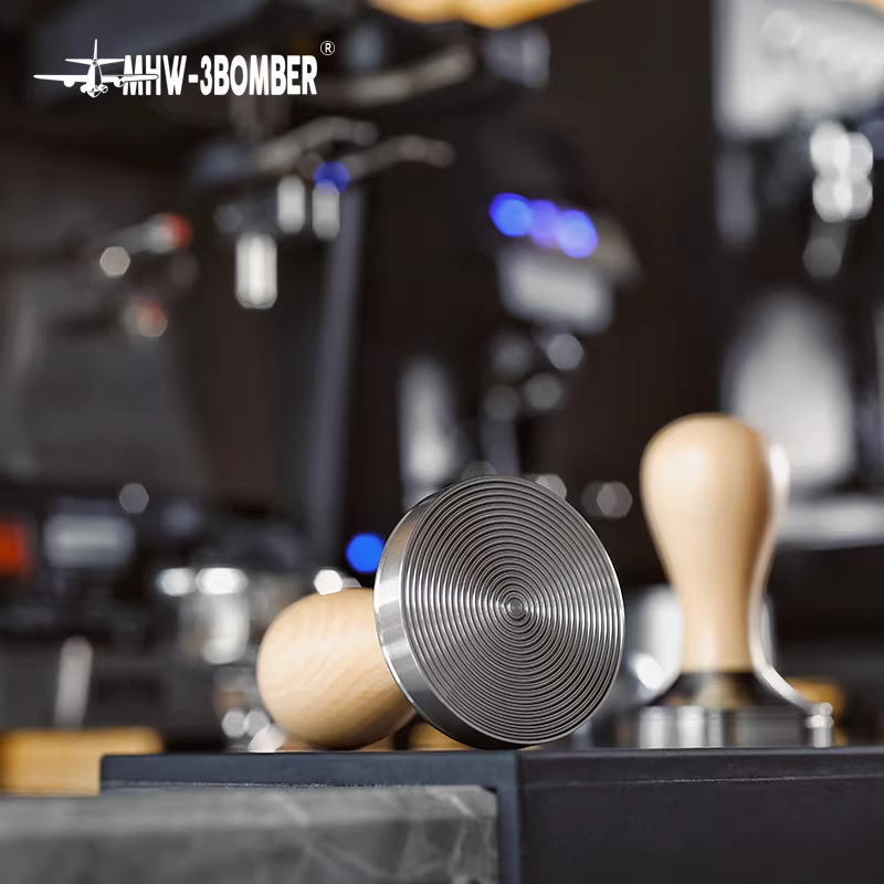 Dụng cụ nén cà phê bằng thép không gỉ, cán gỗ chắc chắn, kích thước 51/58mm