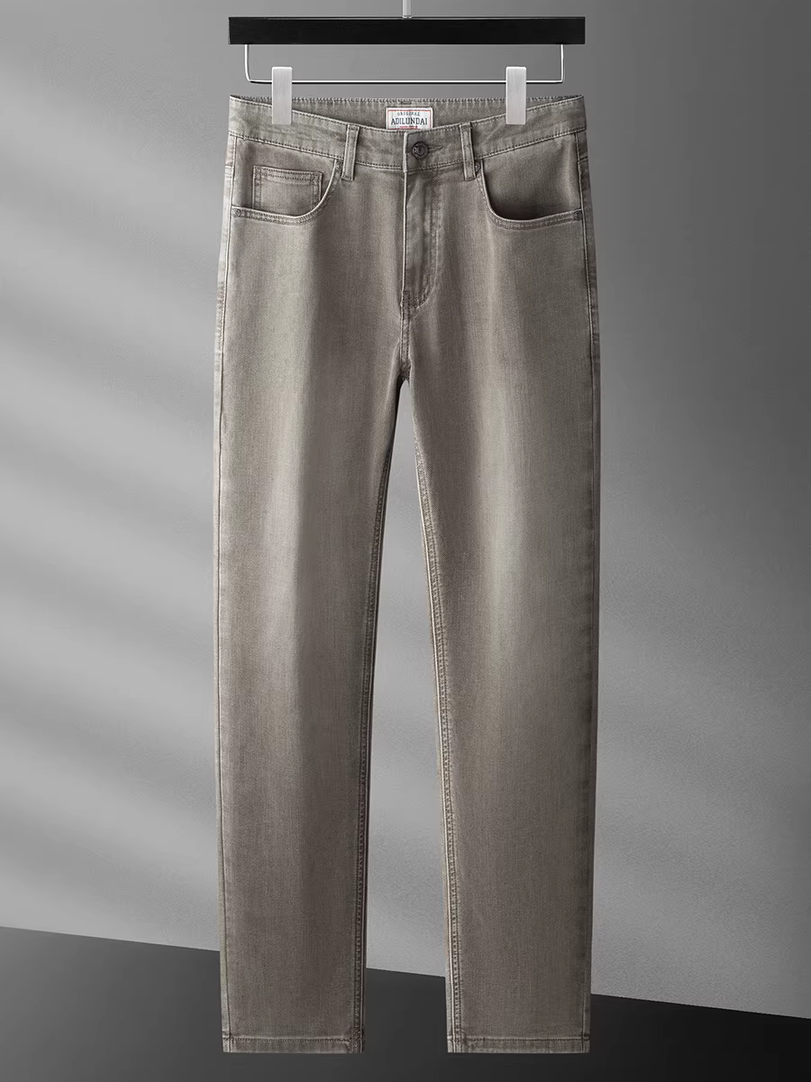 Quần Jean Nam Ống Thẳng Mùa Xuân/Hè 2024 Chất Cotton Co Giãn Màu Xanh Đậu Mỏng Thoáng Khí Thoải Mái Đa Năng