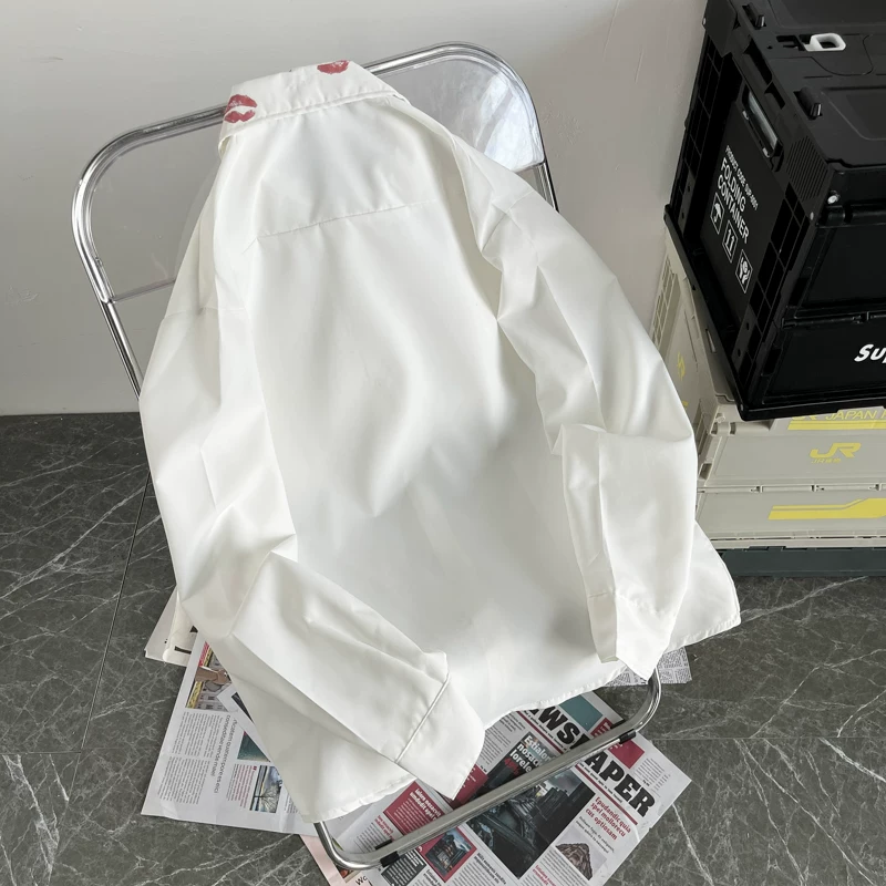 Áo sơ mi nam dài tay phong cách bad-boy thời thượng, áo sơ mi in họa tiết thời trang BF phong cách Hồng Kông, áo kiểu dáng rộng rãi mỏng nhẹ mùa thu.