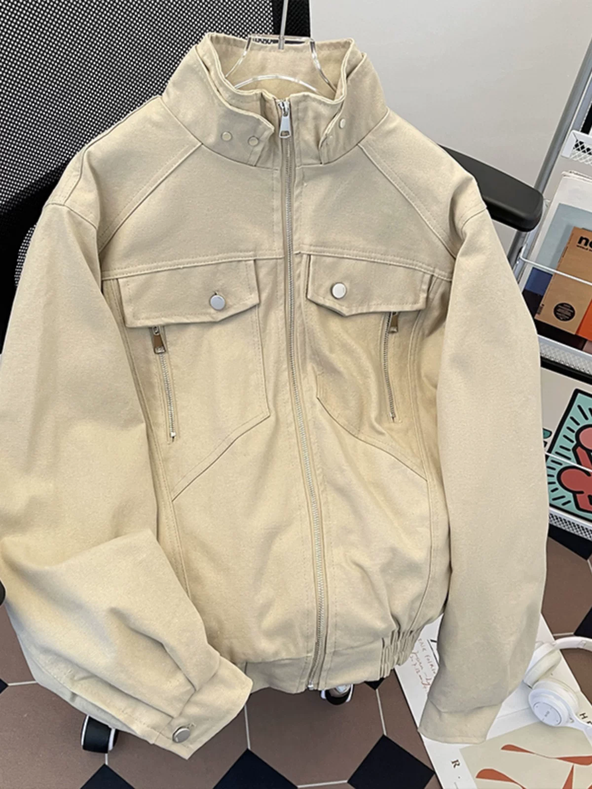 Áo khoác cotton họa tiết Python dành cho nam, áo khoác cotton dày dặn giữ ấm mùa đông, áo khoác cotton cổ đứng phá cách thời thượng.