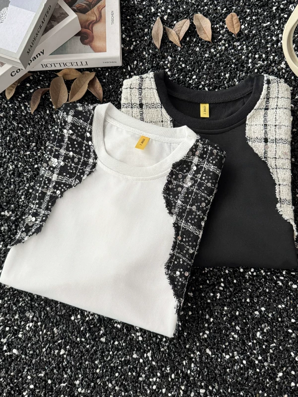 Áo thun ngắn tay kiểu chắp vá phong cách Chanel dành cho nam, thiết kế rộng rãi mùa hè, áo thun nửa tay, mát mẻ và sành điệu, áo cổ tròn giả hai mảnh.