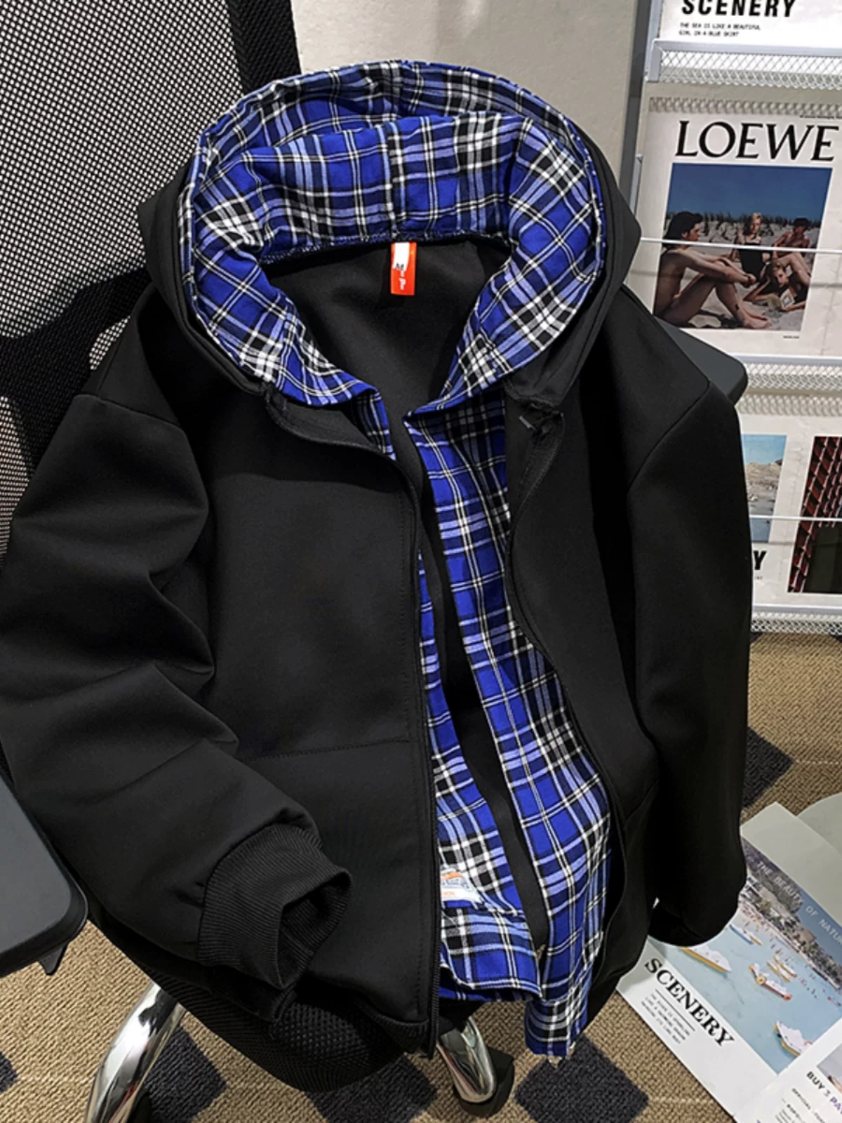 Áo len cardigan kẻ sọc giả hai mảnh dành cho nam, thiết kế hợp thời trang thu đông, áo khoác dáng rộng kiểu Mỹ.