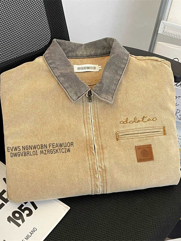 Áo khoác denim ngắn cho nam, kiểu dáng gọn gàng mùa xuân thu, áo khoác cổ điển phong cách Mỹ, áo khoác công sở thời trang, cá tính.