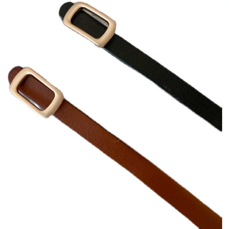 Thắt lưng da mỏng phong cách cổ điển Hồng Kông unisex đa năng thắt lưng mở rộng phiên bản Hàn Quốc hợp thời trang đơn giản trẻ trung thắt lưng quần thường ngày