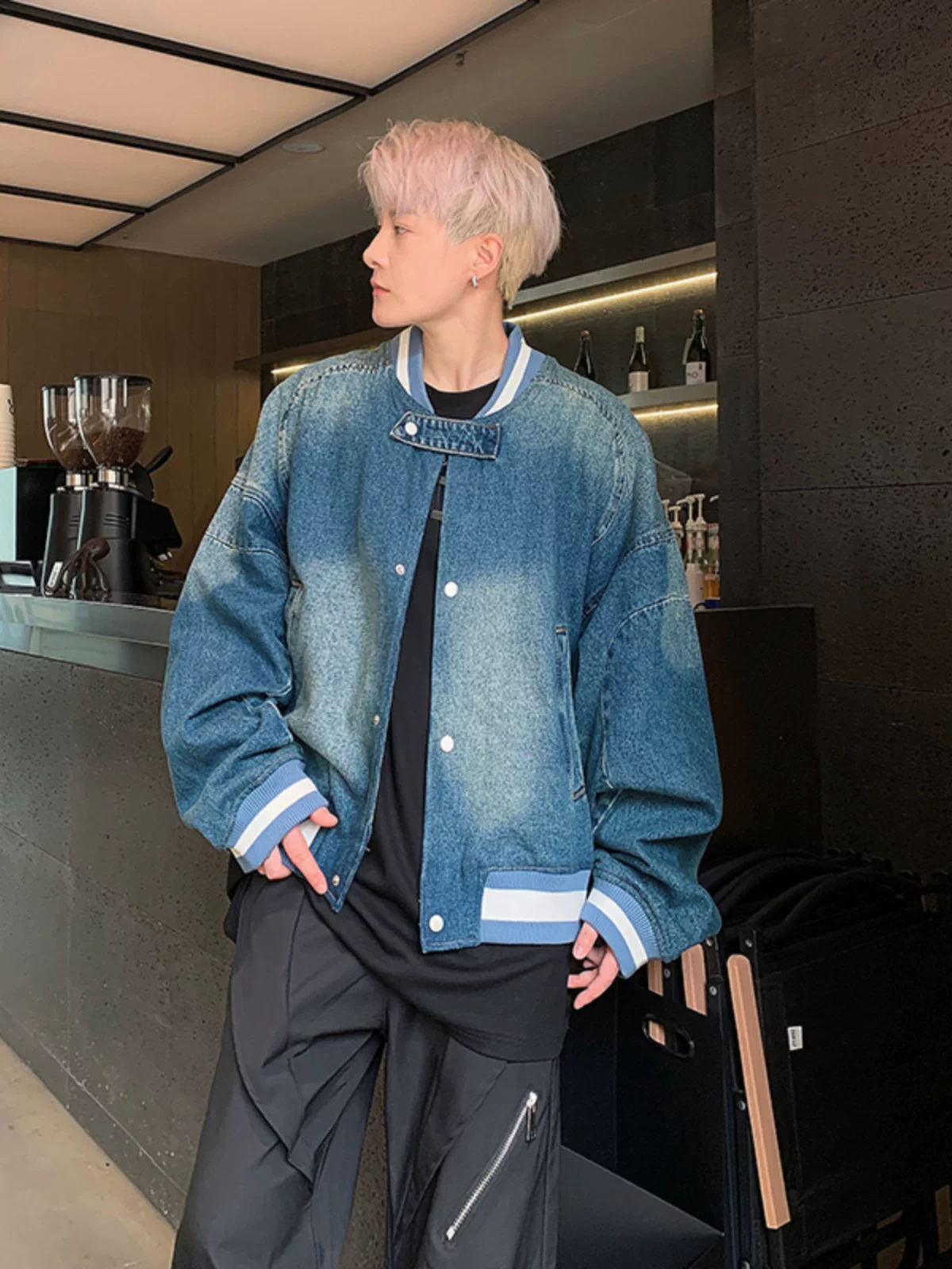Áo khoác denim kiểu Mỹ retro cleanfit dành cho nam, áo khoác bóng chày ngắn dáng rộng, thương hiệu thời trang xuân thu, áo khoác ngoài cổ điển dành cho cặp đôi.