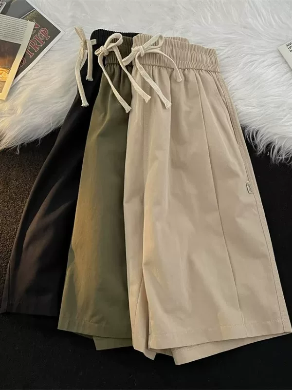 Quần short mỏng mùa hè phong cách Nhật Bản Quần nam thời trang Hồng Kông dành cho giới trẻ Quần short năm điểm rộng rãi hợp thời trang đa năng