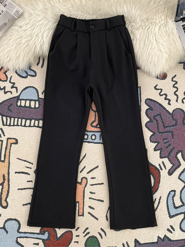 Quần tây ống loe thời thượng dành cho nam, quần ống đứng dáng rộng phong cách Mỹ mùa hè, quần dài retro đa năng, mát mẻ.