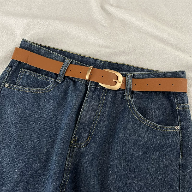 Thắt lưng da nhỏ phong cách retro Mỹ dành cho nam và nữ, thắt lưng trang trí thời trang, thắt lưng khóa cài đa năng đơn giản phong cách Nhật Bản dành cho sinh viên.