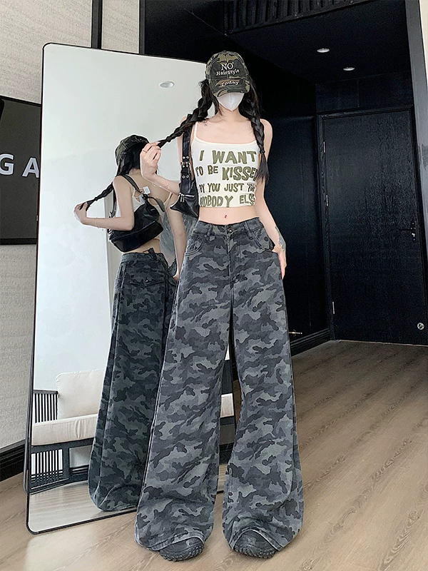 Quần jeans ống rộng kiểu Mỹ dành cho nam và nữ, quần công sở dáng rộng mới mùa hè 2025, quần dài ống thẳng mỏng.