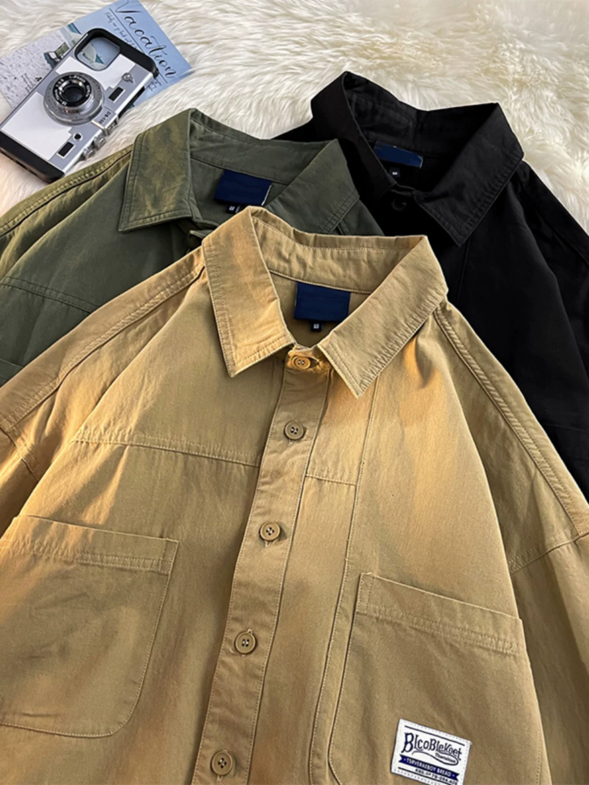 Áo sơ mi công sở phong cách retro Nhật Bản dành cho nam, tay dài, dáng rộng thoải mái, thương hiệu thời thượng, áo khoác học sinh đa năng cho mùa xuân và mùa thu.